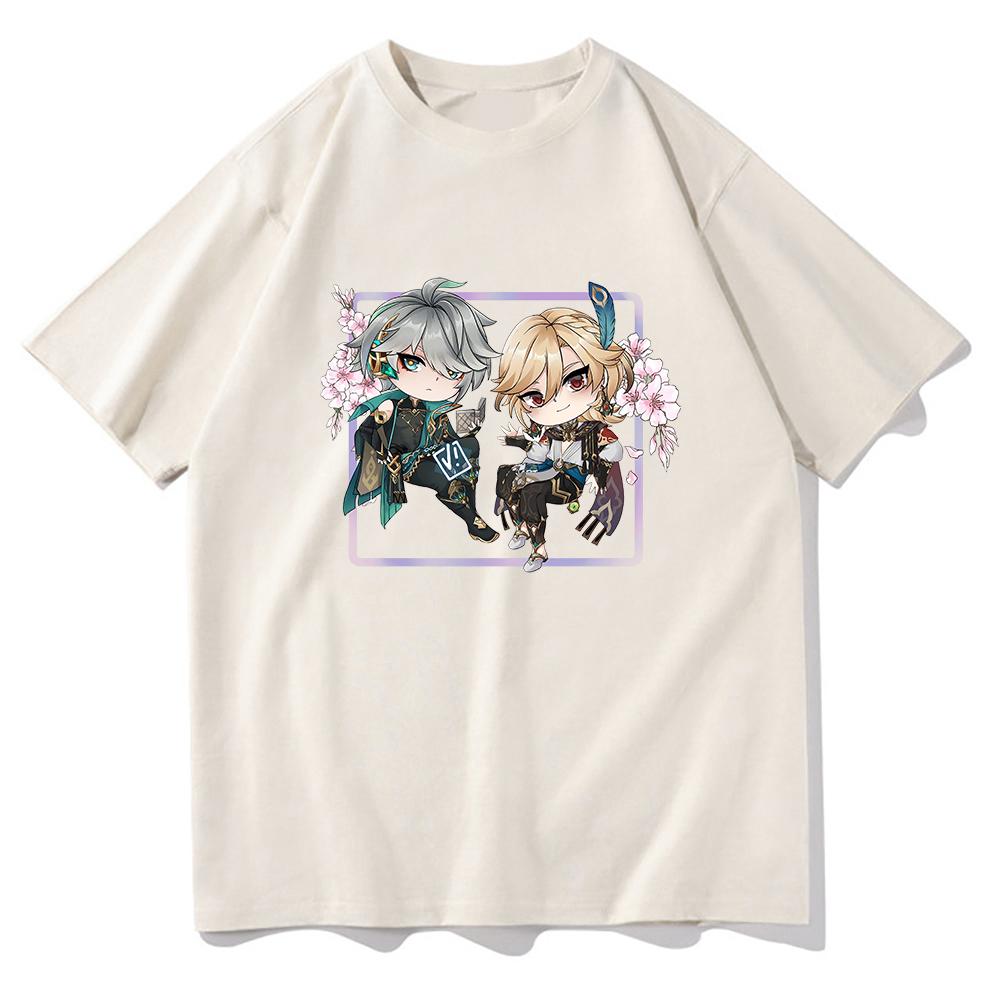 Genshin Impact Alhaitham Kaveh футболка унисекс/женская футболка Harajuku с мультяшным рисунком Kawaii футболка унисекс аниме эстетическая хлопковая футболка