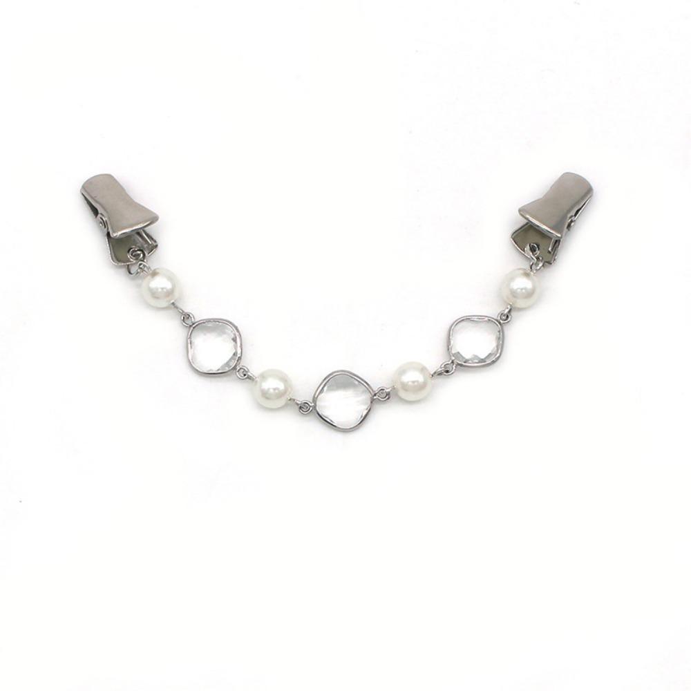 Кардиган с жемчужными стразами, утиная клипса, сплав, пряжка для блузки, модная брошь-булавка, украшение для одежды