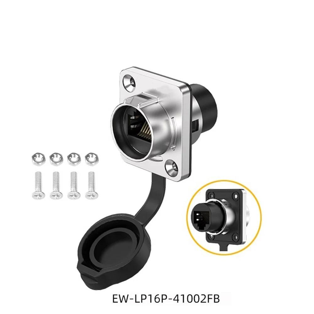 LP16 Waterproof IP67 Network RJ45 Ethernet Wire Cable M16 RJ45 Connector Aviation Adapter 8 Pin Terminal Industrial Plug Socket