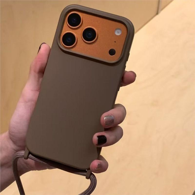 Чехол-lanyard из жидкого силикона для iPhone 17 Air 16 14 15 Plus 11 12 13 Pro Max, мягкий, противоударный, матовый