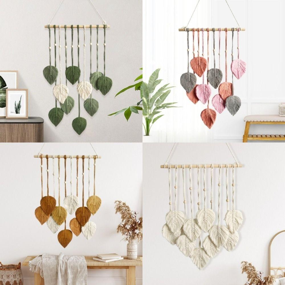 Handmade Boho Wall Decor Macrame Wall Hanging Pendant Creative Wall Art Leaf Tapestry  Homestay