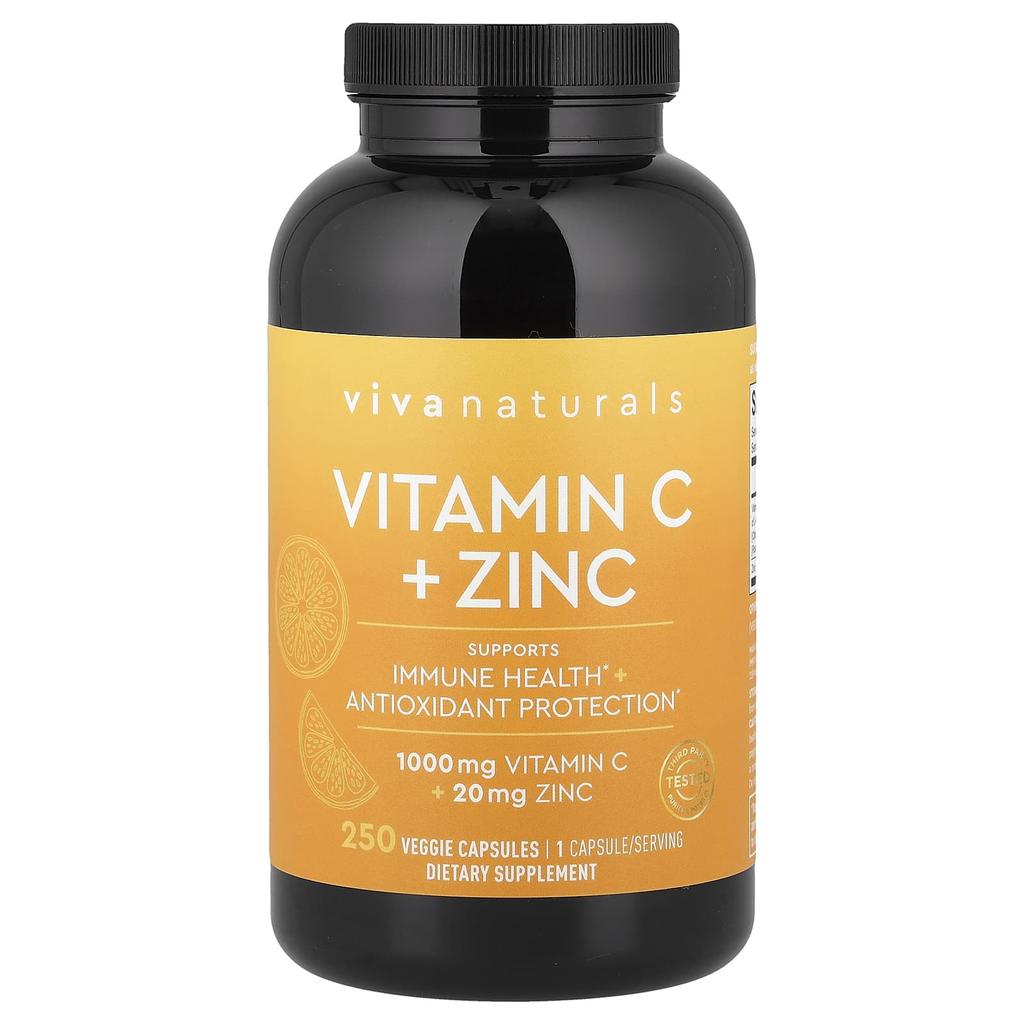 Vitamin C + Zinc, Veggie Capsules 250
