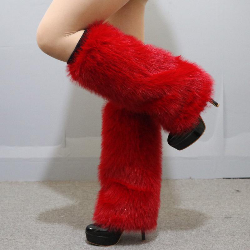 Леопардовый принт Искусственный мех Плюшевые гетры: Длинные и короткие стили для осени/зимы, идеально подходят для сценических выступлений и чехлов для ботинок.