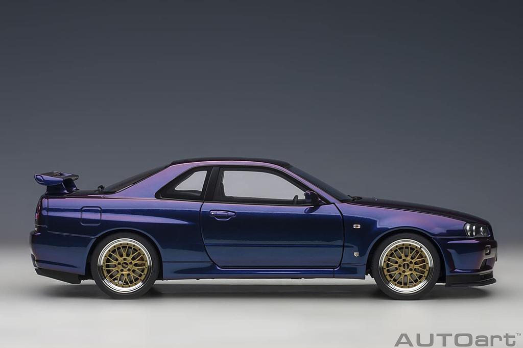 AUTOart Nissan Skyline V Spec II BBS LM Wheel Version Midnight Purple III Finished Product 1/18 GT-R (R34)