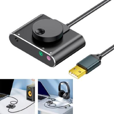 USB-звуковая карта с регулировкой громкости USB на 3,5 мм Адаптер Стерео Внешняя звуковая карта для ПК Ноутбука Настольного компьютера Наушников