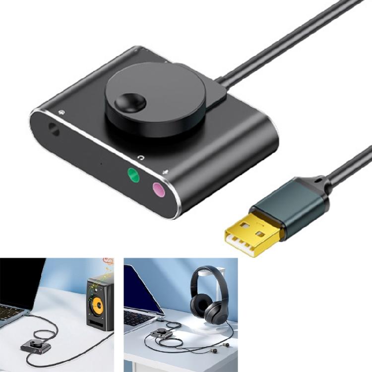 USB Sound Card with Volumes Control USB to 3.5mm Adapter Stereo External Sound Card for PC Laptop Desktop Headsets