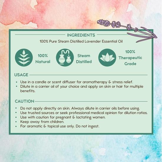 Nat Habit 100% Pure Lavender Essential Oil With Lavandula Angustifolia For Hair & Skin, Steam Distilled,Diffuser Oil - 15 Ml