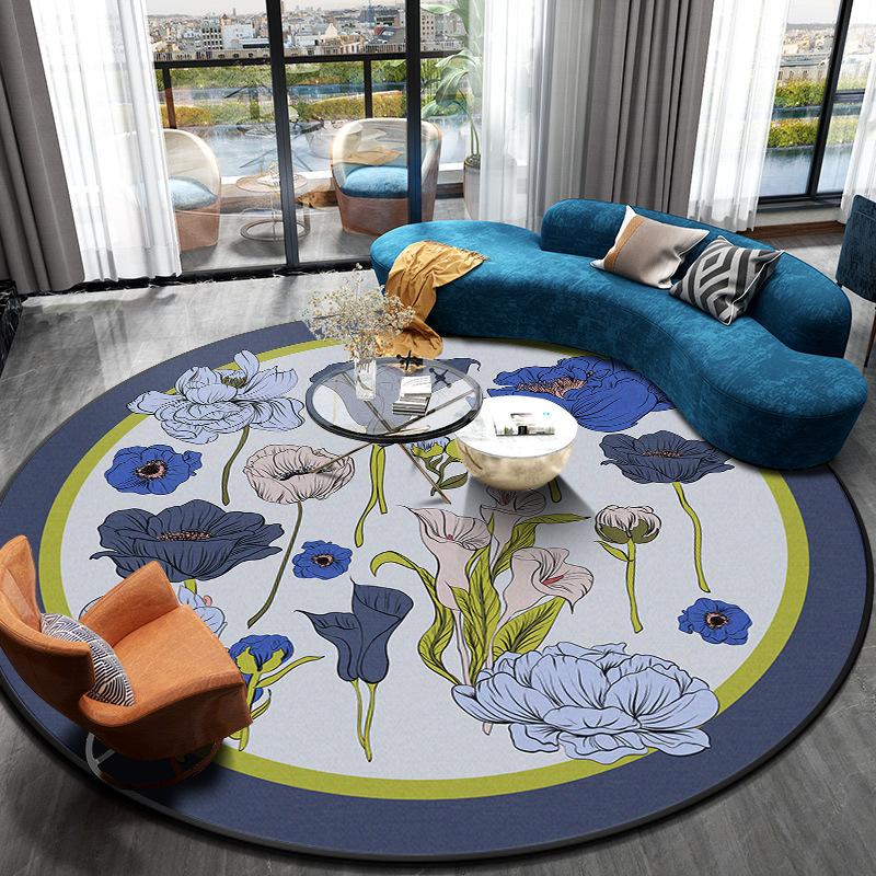 3D Flower Round Carpet Living Room Decoration Floor Mats for Home Bedroom Anti-SlipPlayroom Decor Rug Non-slip Mat