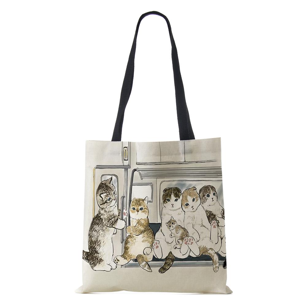 Сумка на плечо с рисунком собаки, винтажная женская многоразовая холщовая сумка-тоут в стиле Харадзюку, Повседневная складная сумка для покупок, 2022 г.