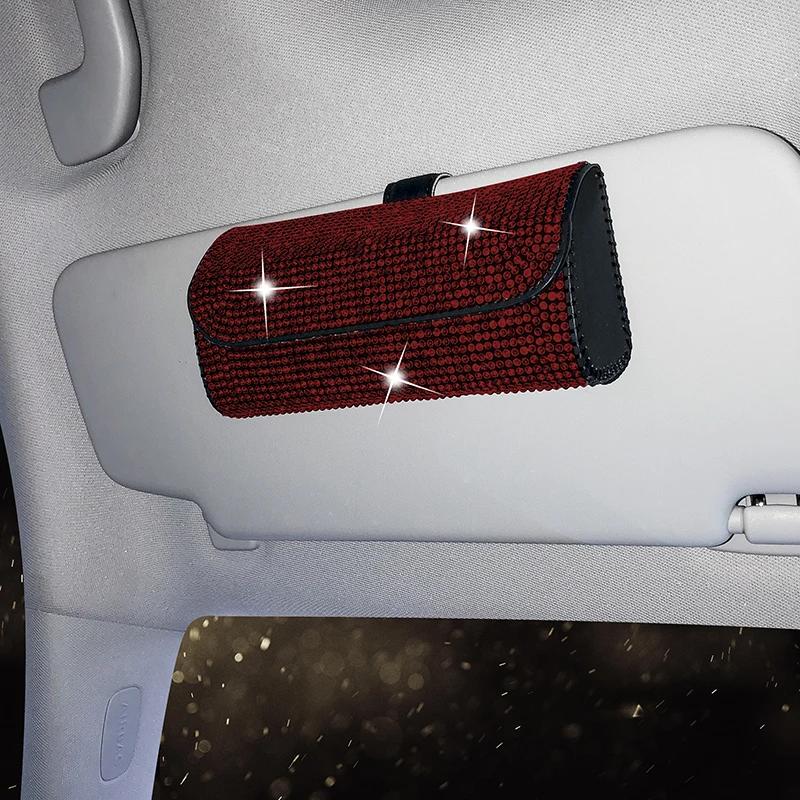 Держатель для автомобильных солнцезащитных очков с кристаллами, держатель для стаканов, автомобильная коробка для солнцезащитных очков, зажим для автомобильных стразов, аксессуары для женщин