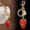 Ornaments Strawberry Keychain 3D Crafts Car Keyring Crystal Strawberry Pendant  Lady/Women