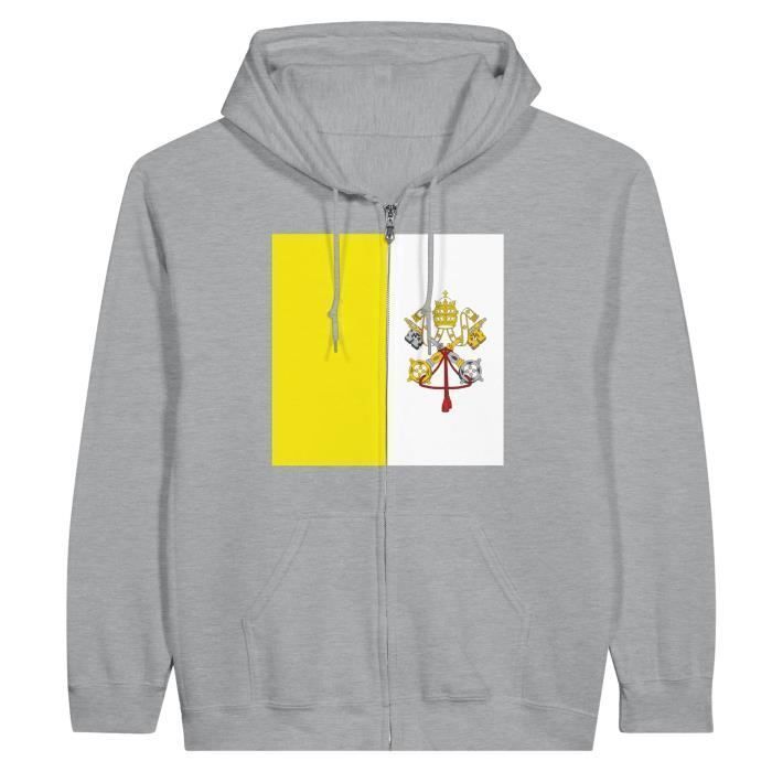 Sweat à capuche à fermeture éclair - PIXELFORMA - Drapeau du Vatican - Gris - Manches longues - Col capuche