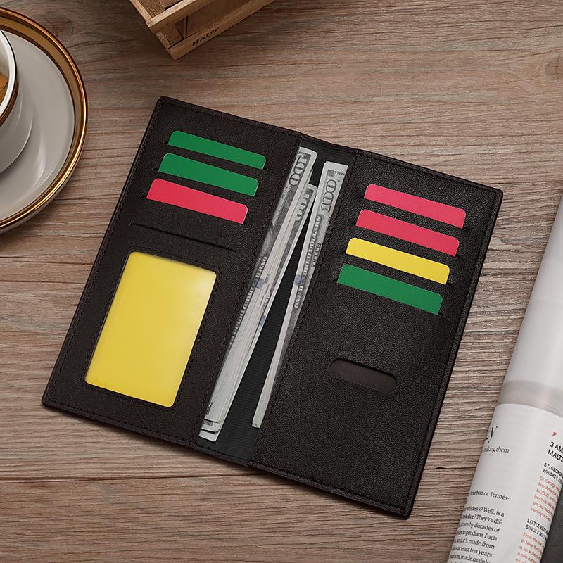 Ультратонкий мужской кошелек из мягкой кожи — однотонный, с несколькими отделениями для карт, легкий, модный, простой дизайн.