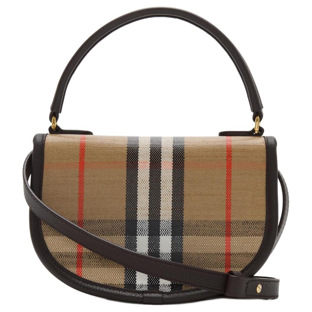 Burberry Vintage Check Brown Saddle Handbag For Women Daily Commute Use