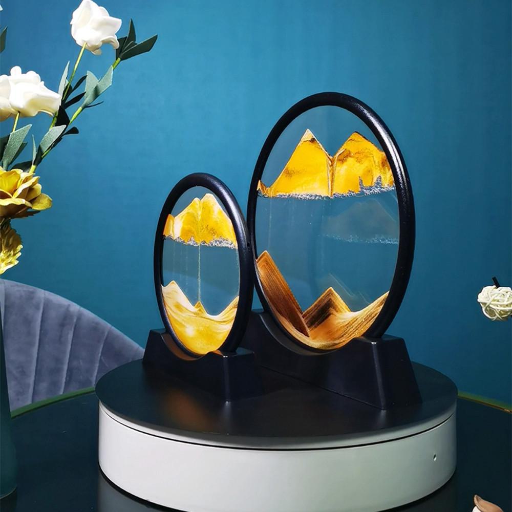 Creative 3D Quicksand Painting Round Glass Craft Hourglass - Unique Desktop Ornament Gift