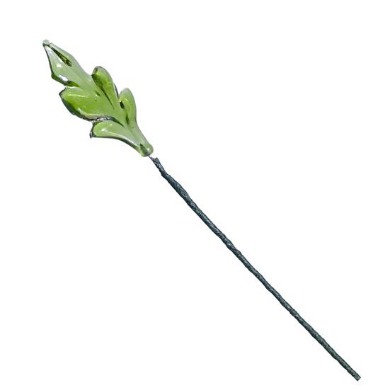 Hand-Blown Glass Flower Decoration with Wire Stem Handmade Colored Glaze Floral Figurine Home Living Room Office Table Flower Vase Ornament