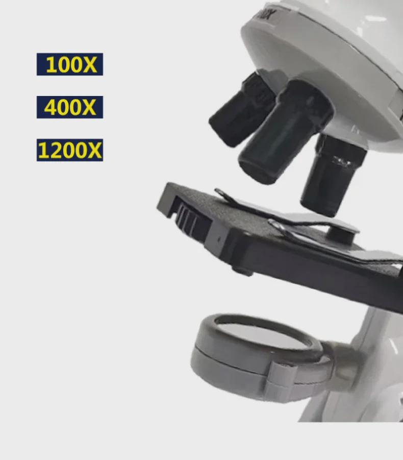 Детский оптический микроскоп в наборе – 1200x HD для научных экспериментов и образовательных целей