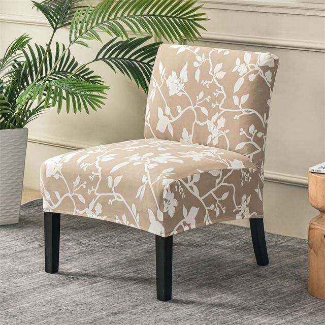 Christmas Print Accent Armless Chair Cover Single Sofa Stool Slipcover Nordic Stretch Chair Covers Elastic Couch Protector Cover