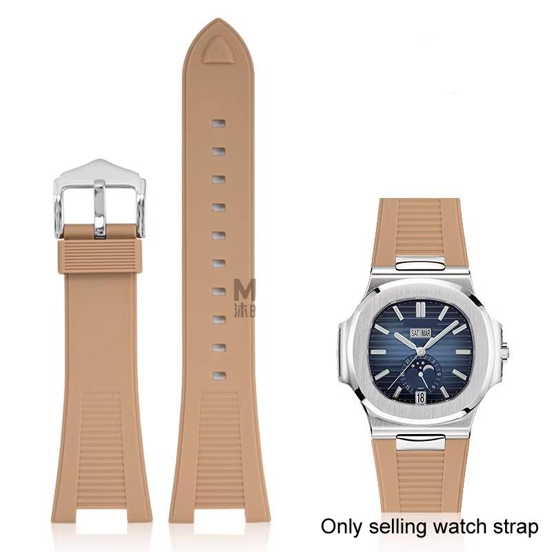 Аксессуары для часов Patek Philippe Nautilus 5711 5712 5726 5980 Жидкий силиконовый ремешок для часов 25 мм-12 мм Браслет