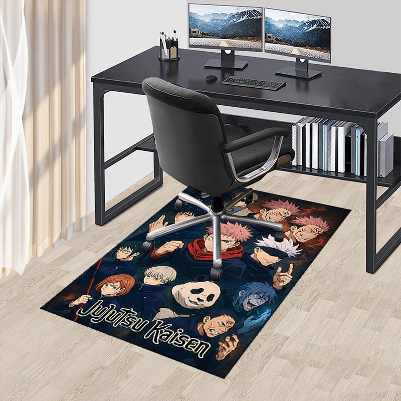 1pc JuJutsu Kaisen Anime Chair Mat - Office Desk Carpet with Panda Design, Non-Slip Floor Protector for Home Decor, Gaming Room Accessories, Seasonal
