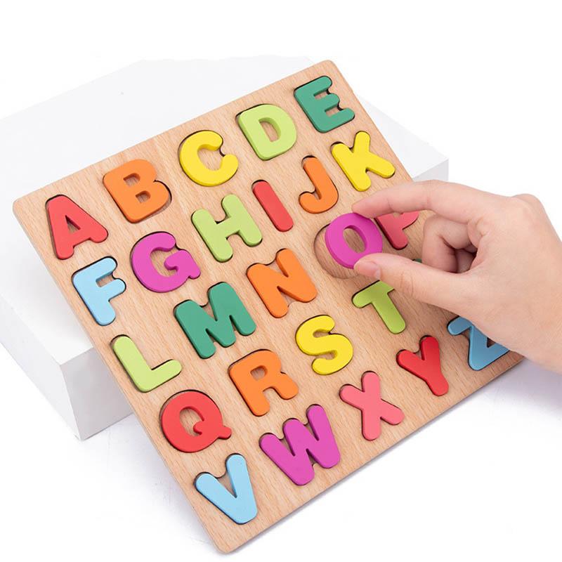 Деревянные пазлы для детей Монтессори игрушки для малышей от 1 до 2 3 лет Детские алфавит, цифры, формы Сопоставление Ранние развивающие игры