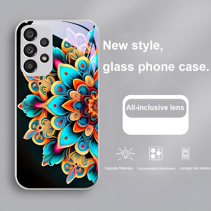 Абстрактный цветок зеленый Для Samsung Galaxy S23 U Ltra 24 Plus S20 21 FE S25 Ultra A70 A72 73 51 52 53 Закаленное стекло Чехол для телефона