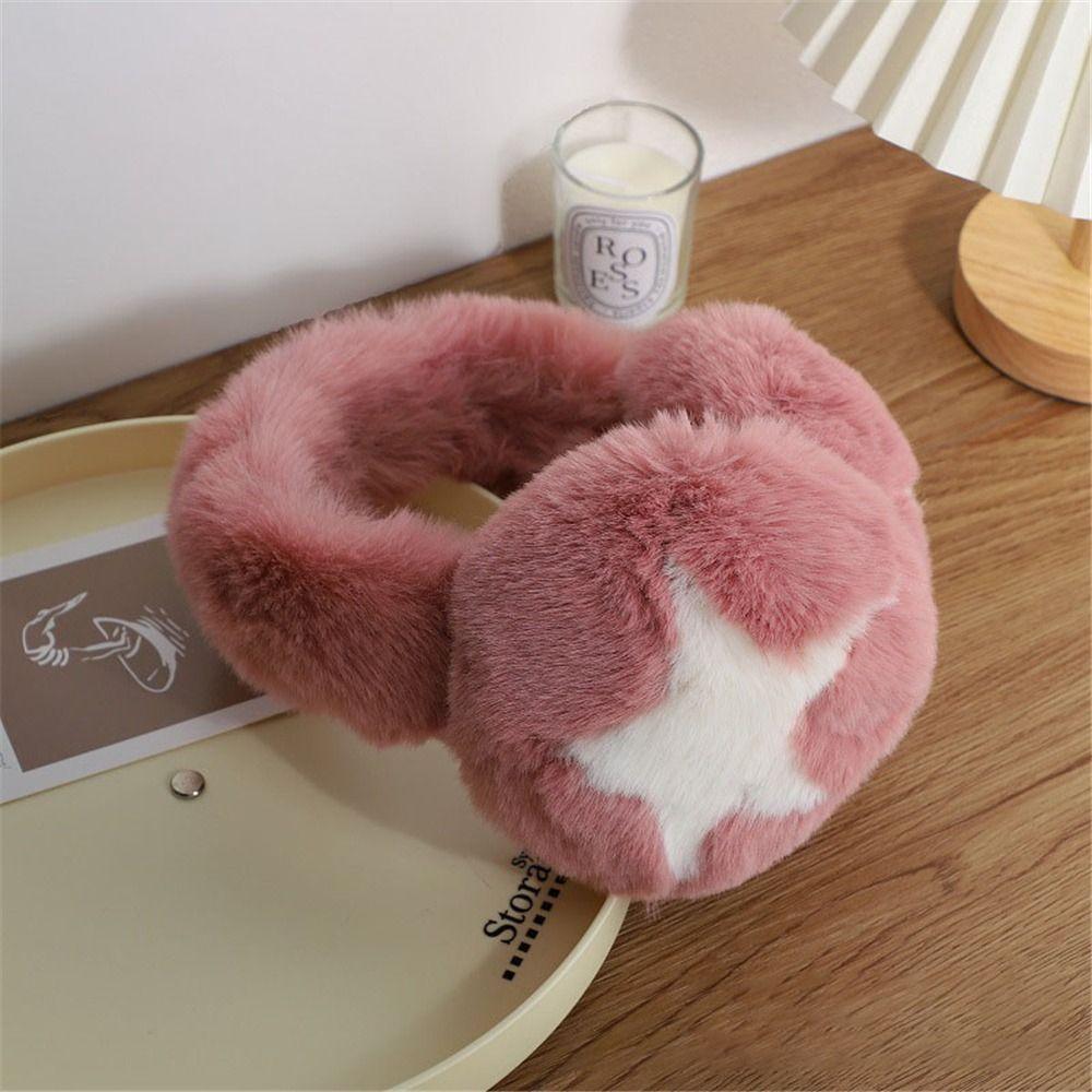 1 шт. милые теплые наушники со звездами для женщин и девочек, зимние уличные грелки для ушей, мягкие пушистые чехлы для ушей, складные теплые наушники