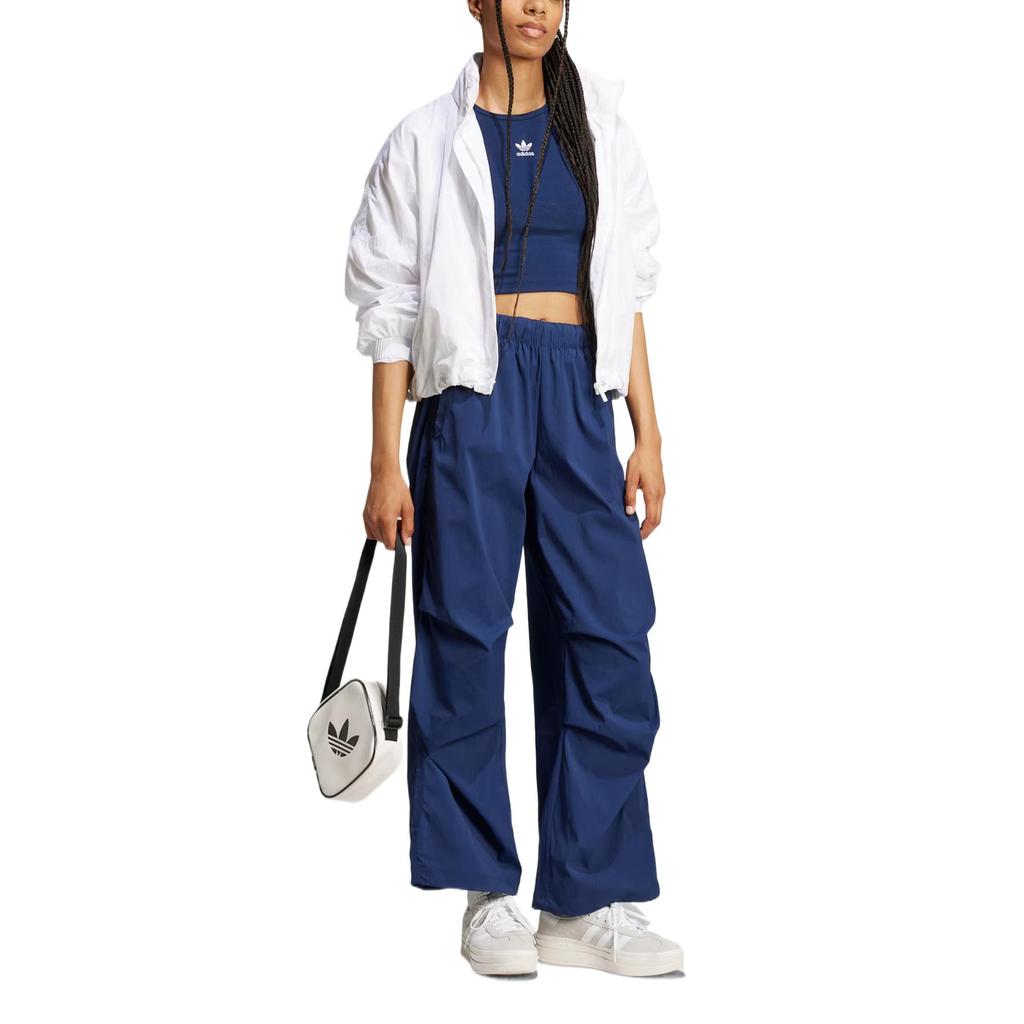 Adidas Оригинальные брюки Essentials из парашютной ткани рипстоп Мягкие Удобные Простые Универсальные Со средней посадкой Вязаные спортивные брюки Женские брюки Насыщенный индиго JD0784