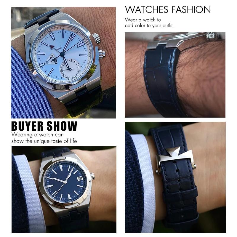 Высококачественный ремешок для часов из натуральной кожи 24x7 мм для Vacheron Constantin Overseas 4300V 4500V 5500V Ремешок для часов с механизмом быстрой замены