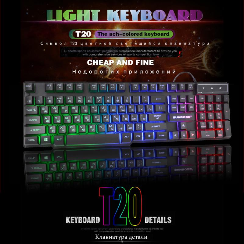 Русская светящаяся клавиатура Русская светящаяся механическая ручная клавиатура