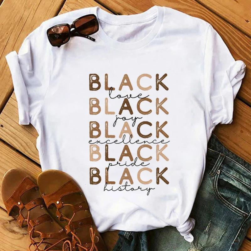Футболка с модным принтом Kawaii Melanin T Shirt Women Funny Black African Curvy Hair Girl Graphic Tees Aesthetic T Shirt Female Unisex