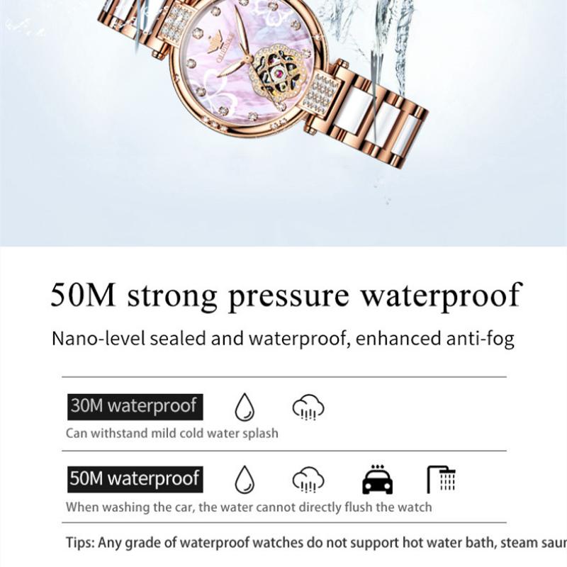 OUPINKE New Business and Leisure Ladies Watch Fully Automatic Mechanical Watch Waterproof Diamond Inlaid High-end Watch