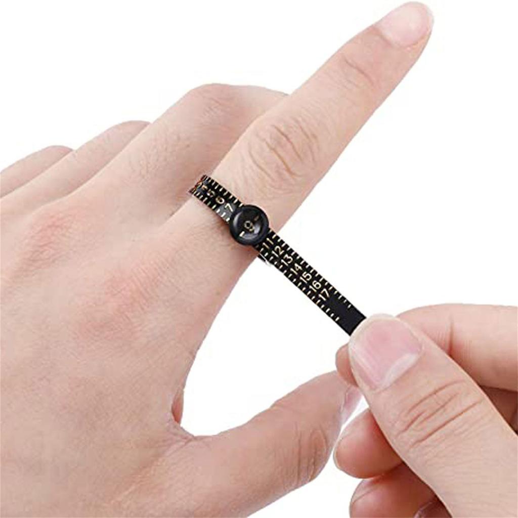 Finger Size Meter Measuring Tools with Magnifier for Jewelry Size Rings Size Measuring Tools Black and White Reusable