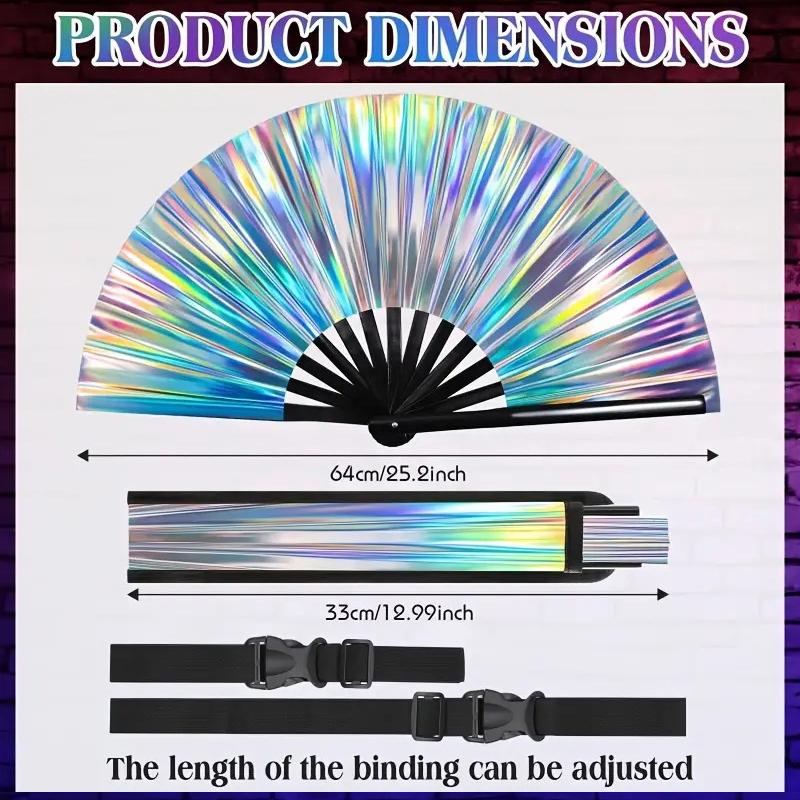 33Cm Glitter Hand Fan With Cover Bag Bamboo Bone Kung Fu Fan Large Foldable Festival Party Fan Dancing Fan For Party Supplies