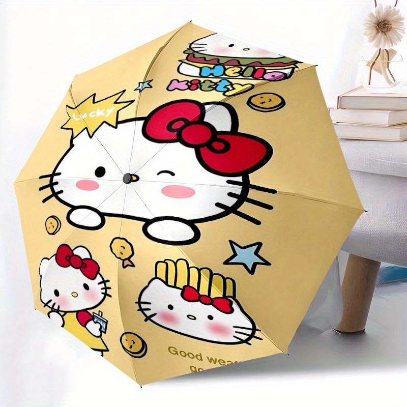 Lucky Hello Kitty Automatic Opening and Closing Umbrella, Lightweight 3-Fold, With Cute Cartoon Characters, Suitable for Home, Outdoor and Daily Use,