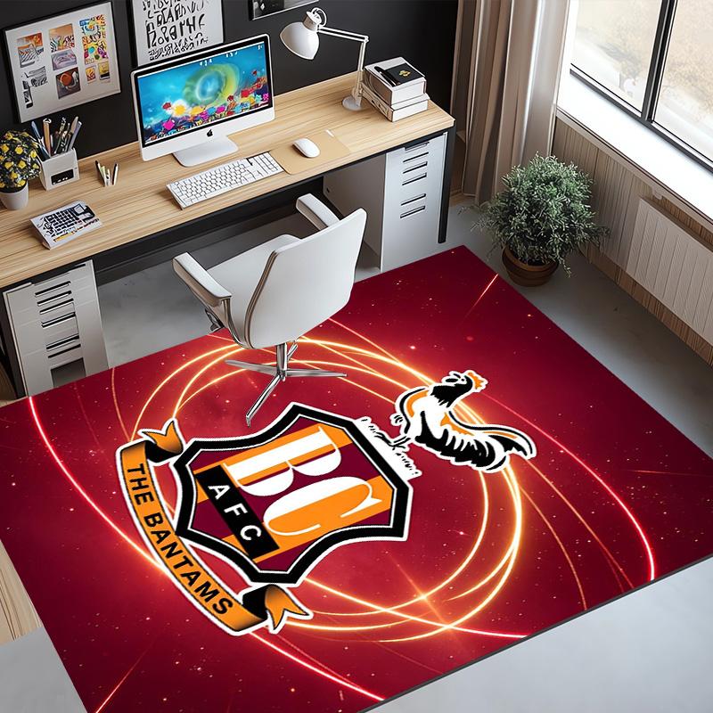 Bradford City AFC Pattern Rug, Indoor/Outdoor Mat, for Picnic, Gameroom, Bedroom, Office, Living Room, Home Decor Carpet, Birthday Gift
