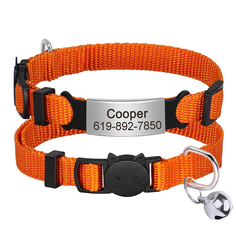 Персонализированная табличка с именем, кошачий ошейник, безопасность, индивидуальные ошейники для кошек, ожерелье, бесплатная гравировка, идентификационная бирка для щенков, котят, кошек, аксессуары