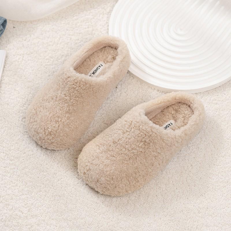 Зима 2025 Уличные Женские Плюшевые Меховые Шлепанцы Корейского Стиля с Закрытым Носком