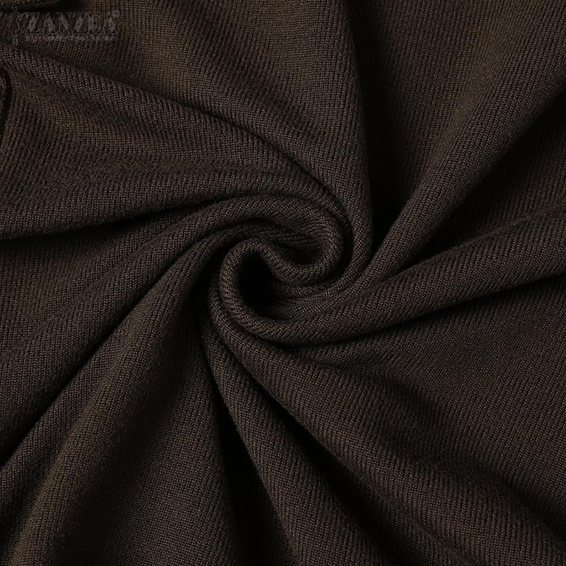 ZANZEA Повседневная свободная туника с высоким воротником и длинным платьем