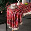 Юшэн Рождественская Круглая Скатерть Клетчатая Скатерть с Кисточками Домашняя Вечеринка Свадьба День Благодарения День Рождения Украшение
