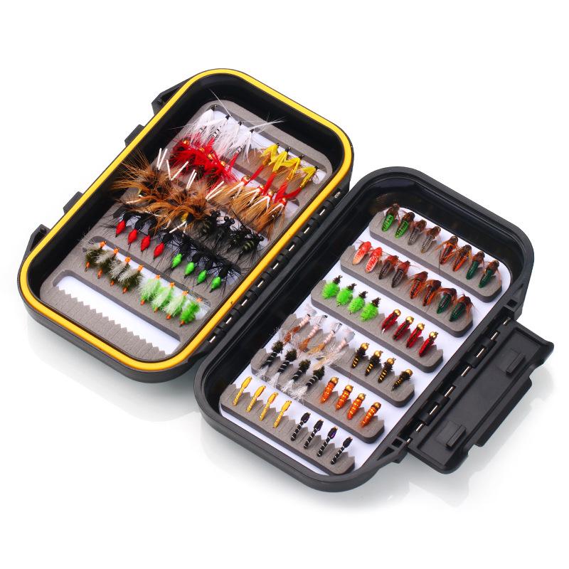 Набор из 76/88/147 приманок для нахлыстовой рыбалки с двухслойной водонепроницаемой коробкой