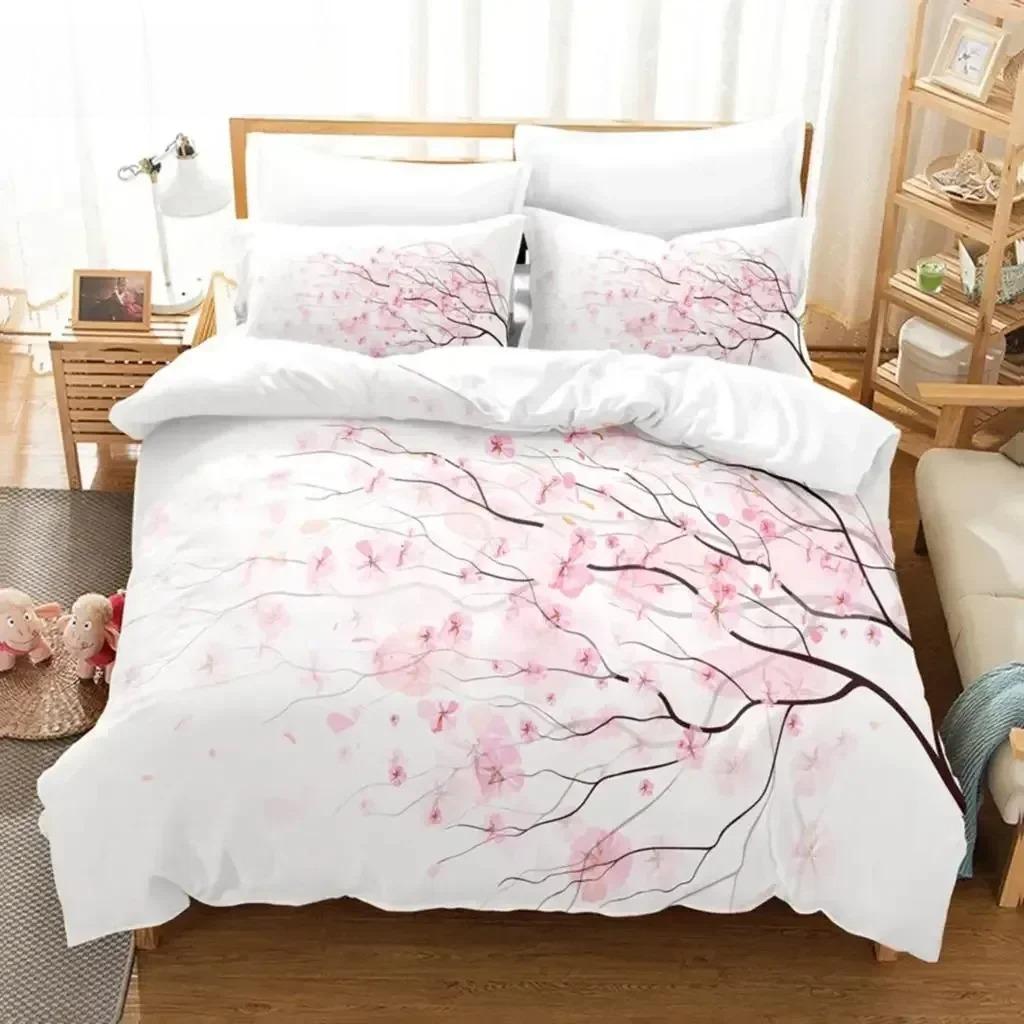 Floral Duvet Cover Sets Double Bed Scenic Quilt Cover Single Bed Queen Bedding Set With Pillowcase Polyester