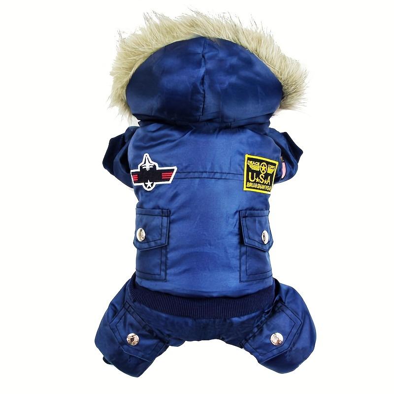 Утепленный зимний комбинезон для собак мелких пород с капюшоном и воротником из искусственного меха, водонепроницаемая и теплая одежда для домашних животных