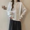 Women's Cotton Round Neck Sweater with Bow Embroidery – Lightweight, Loose Fit for Spring and Autumn