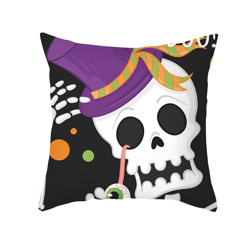 Halloween Cartoon Skull Spider Demon Bat Decorative Pattern Pillow Case Bedroom Living Room Sofa Cinema Garden Throw Pillow Case