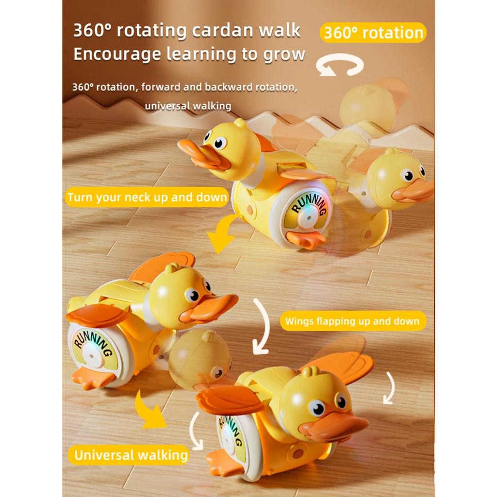 Kid Electric Musical Dancing Duck Simulated Foraging Free Rotation Duck Sound&Light Tummy Time Toys Crawling Toys for New Born