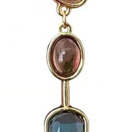 Dangle Earrings Medieval Asymmetric Elegant Contrast Color Natural Stones Drop Earrings Jewelry Accessories
