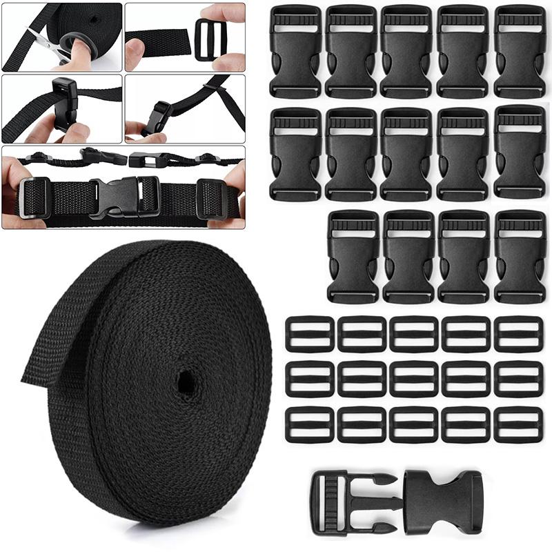 1 комплект 10 метров боковые сумки для самостоятельного рюкзака черный пластиковый нейлоновый ремень пряжка клипса