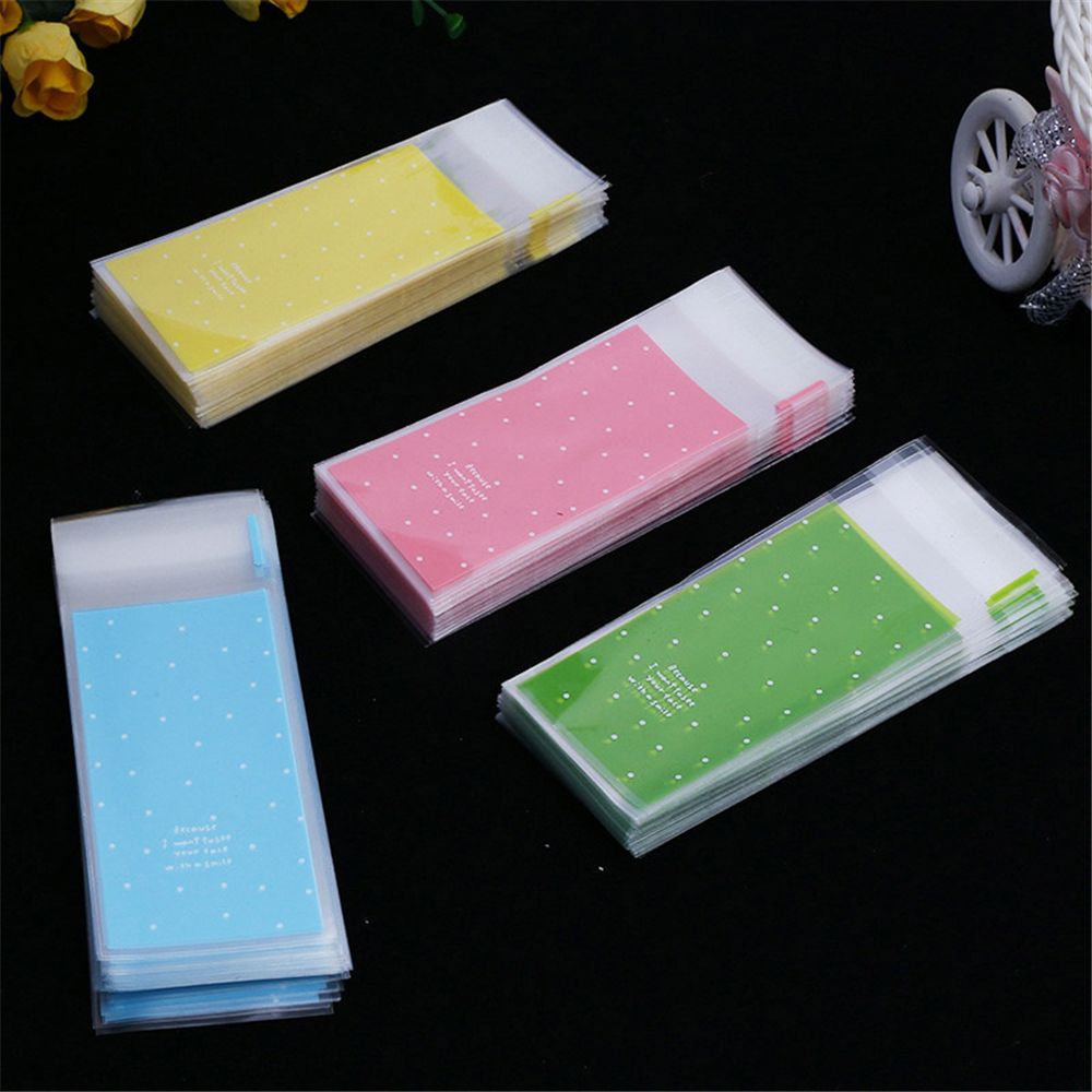 100pcs/lot Cute Bow Wedding Favors Self-Adhesive Lipstick Bag Plastic Pocket Gift Packages OPP Bags