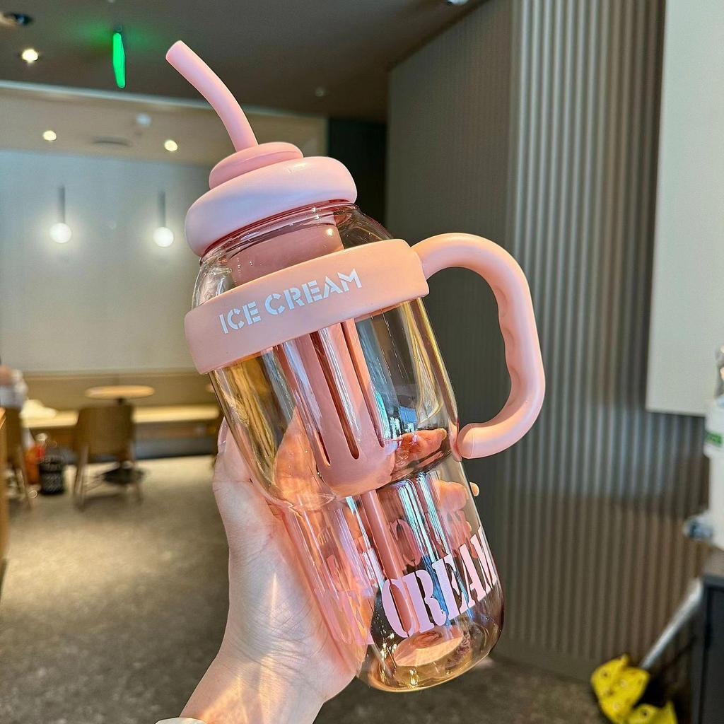 2026 Summer Ice Buster Plastic Straw Cup - Large Capacity, Stylish Design